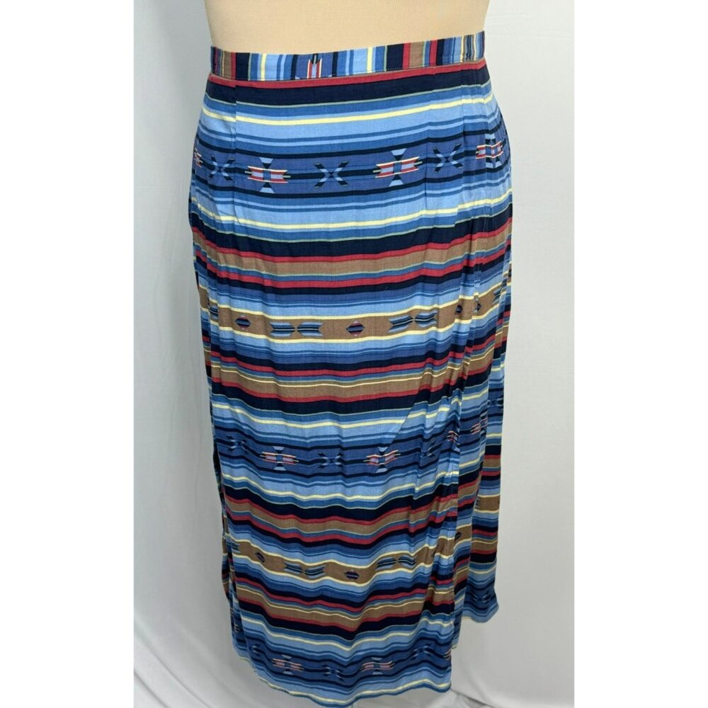 90's Capacity Petites Wrap Skirt PL Large Multicolor Striped Native Southwest